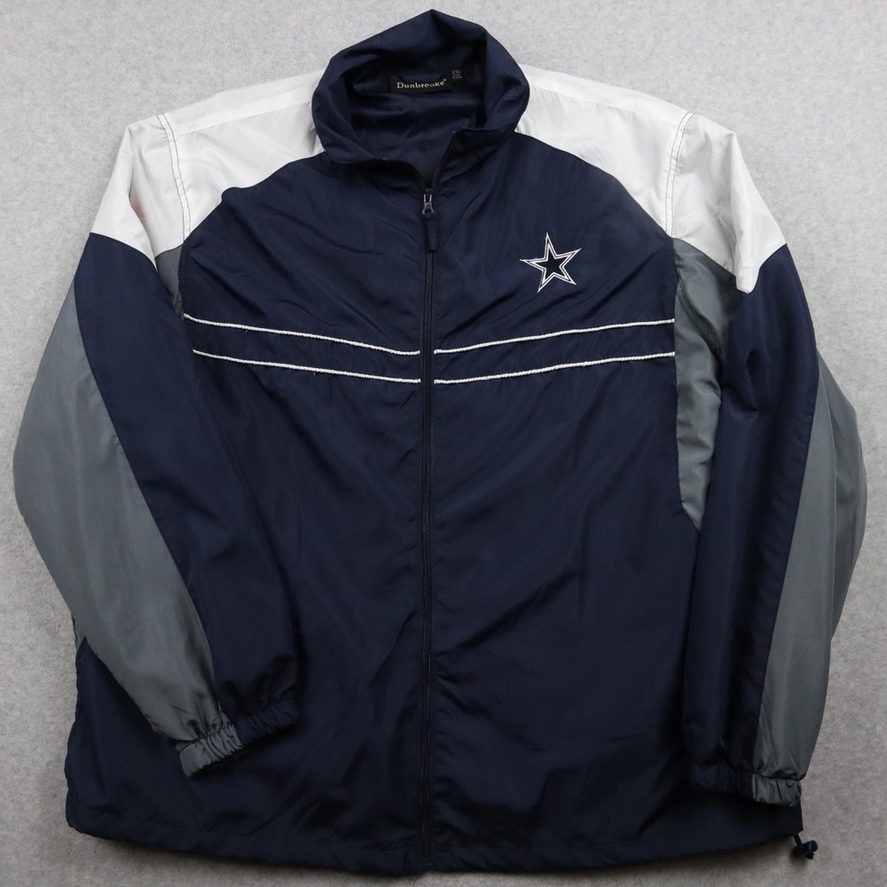 Dallas Cowboys Jacket Mens 2XL XXL Dunbrooke Full Zip Mock Neck Windbreaker Blue